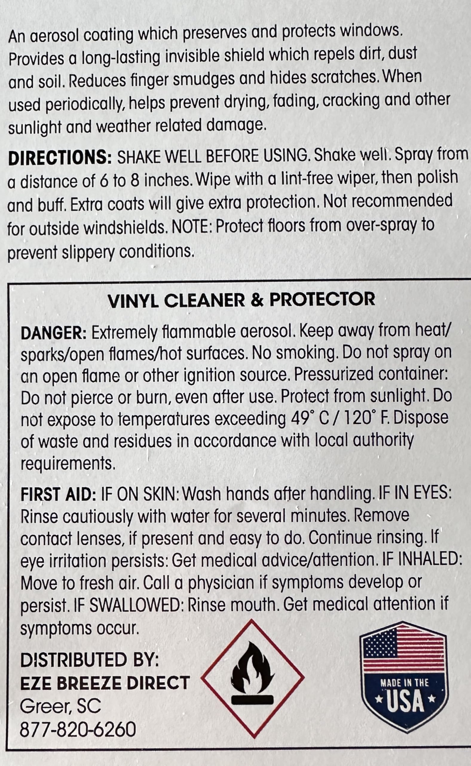 Amazon.com: Vinyl Cleaner and Preserver, 15oz EZE Breeze : Health
